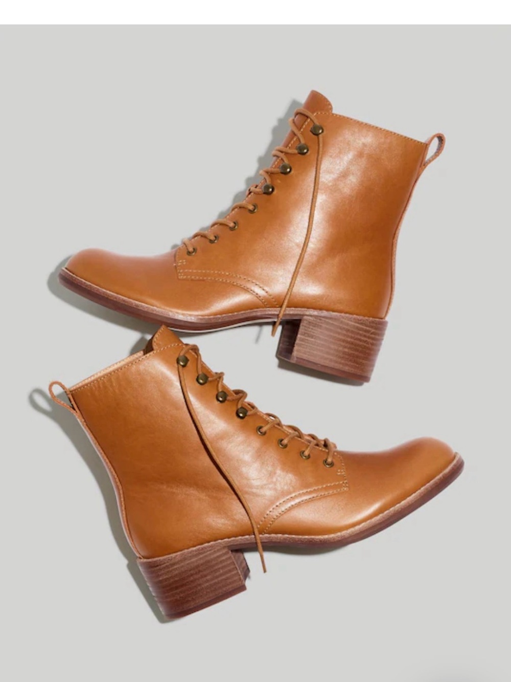 Madewell Patti Lace-Up Leather Boots in Tan